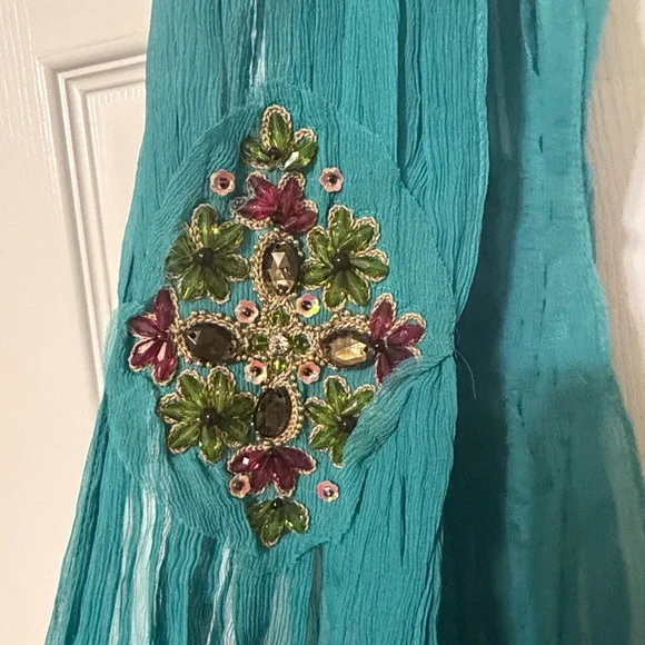 Gold Hawk Silk Beaded Scarf